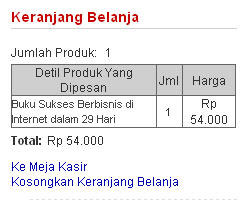 Produk yang telah Anda pilih akan tampil di Keranjang Belanja