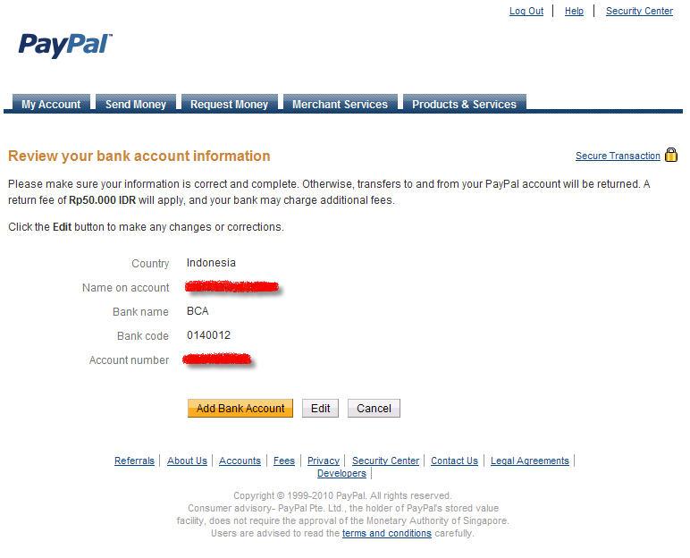 Verifikasi PayPal Menggunakan Bank Indonesia